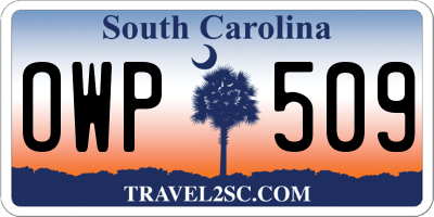 SC license plate OWP509