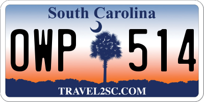 SC license plate OWP514
