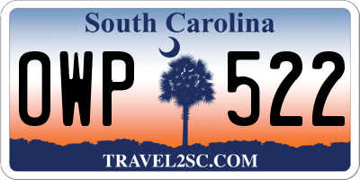 SC license plate OWP522