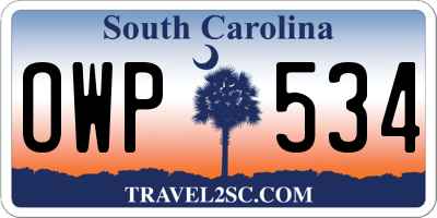SC license plate OWP534