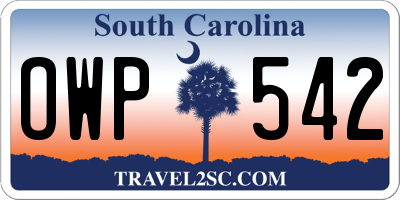 SC license plate OWP542