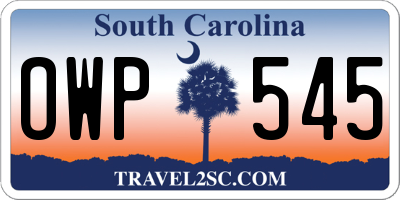 SC license plate OWP545