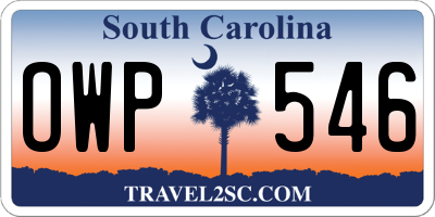 SC license plate OWP546