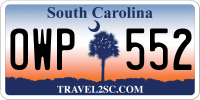 SC license plate OWP552