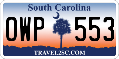 SC license plate OWP553