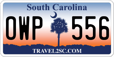 SC license plate OWP556