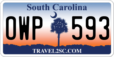 SC license plate OWP593