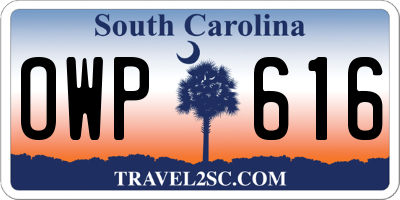 SC license plate OWP616
