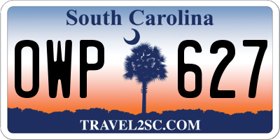 SC license plate OWP627