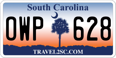 SC license plate OWP628