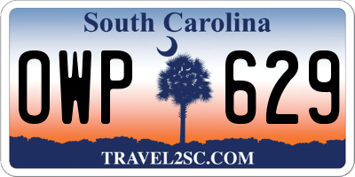 SC license plate OWP629