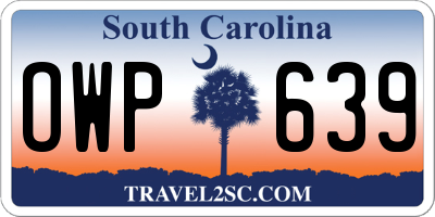 SC license plate OWP639