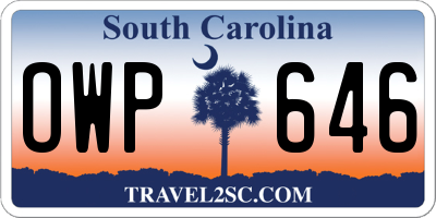 SC license plate OWP646