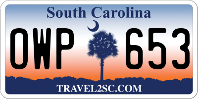 SC license plate OWP653