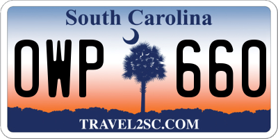 SC license plate OWP660