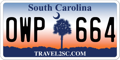 SC license plate OWP664