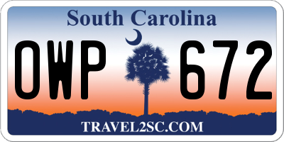 SC license plate OWP672