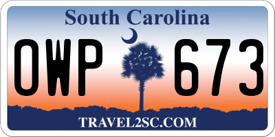 SC license plate OWP673