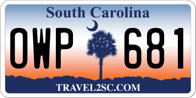 SC license plate OWP681