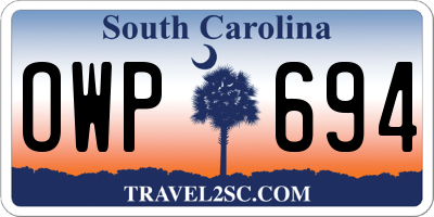 SC license plate OWP694