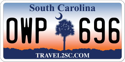 SC license plate OWP696