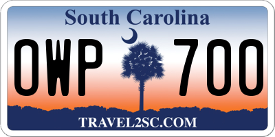 SC license plate OWP700
