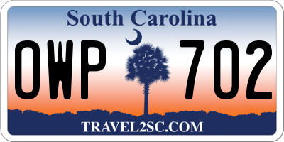 SC license plate OWP702