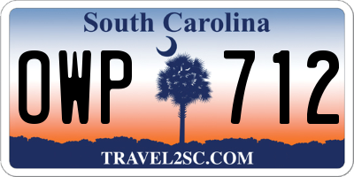 SC license plate OWP712