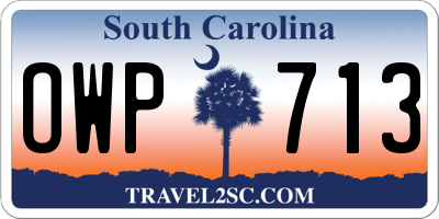 SC license plate OWP713