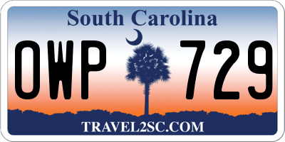 SC license plate OWP729