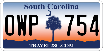 SC license plate OWP754