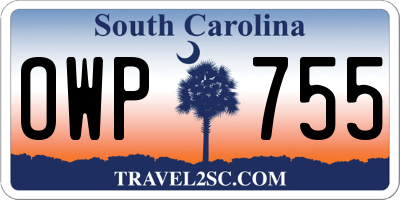 SC license plate OWP755