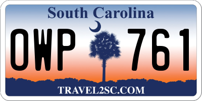 SC license plate OWP761