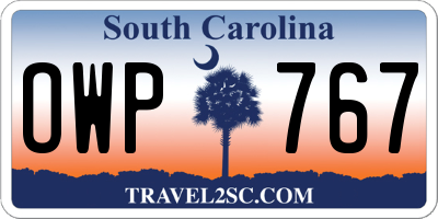 SC license plate OWP767
