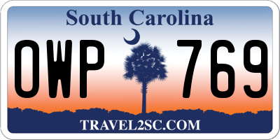 SC license plate OWP769
