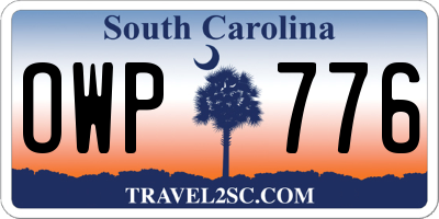 SC license plate OWP776