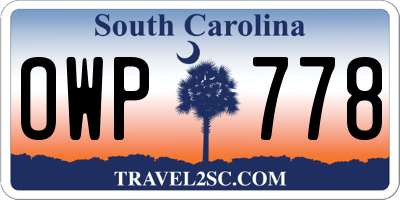 SC license plate OWP778