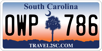 SC license plate OWP786