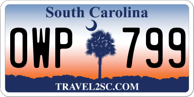 SC license plate OWP799