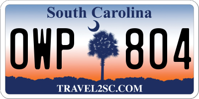 SC license plate OWP804