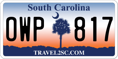 SC license plate OWP817