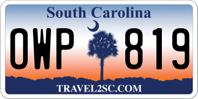 SC license plate OWP819