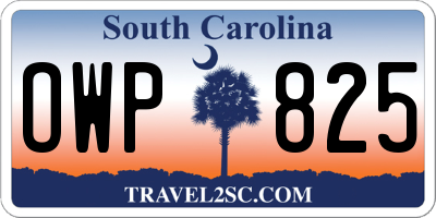 SC license plate OWP825