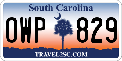 SC license plate OWP829