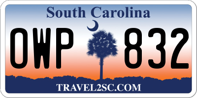 SC license plate OWP832
