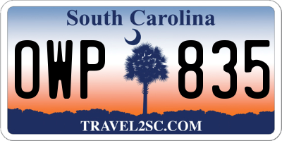SC license plate OWP835