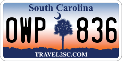 SC license plate OWP836