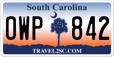 SC license plate OWP842