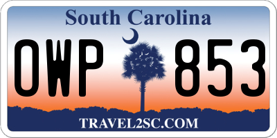 SC license plate OWP853