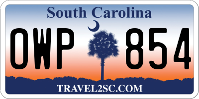 SC license plate OWP854